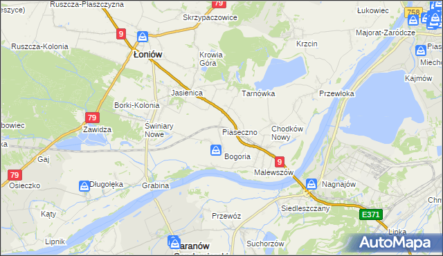 mapa Piaseczno gmina Łoniów, Piaseczno gmina Łoniów na mapie Targeo