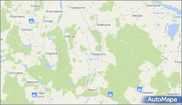 mapa Piaseczno gmina Trzcińsko-Zdrój, Piaseczno gmina Trzcińsko-Zdrój na mapie Targeo