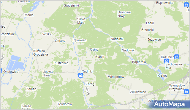 mapa Piaski gmina Koniecpol, Piaski gmina Koniecpol na mapie Targeo