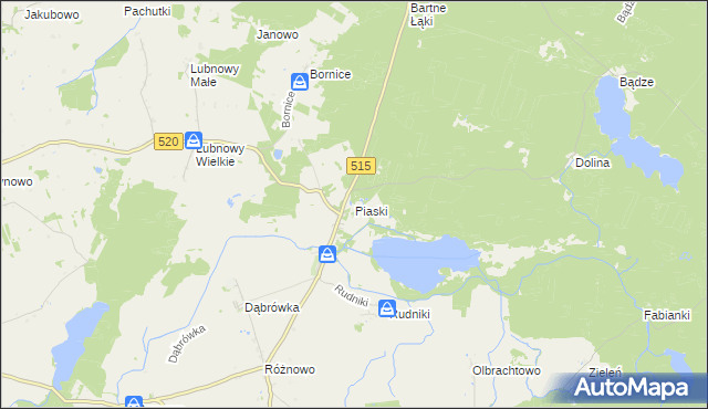 mapa Piaski gmina Susz, Piaski gmina Susz na mapie Targeo