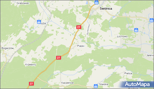 mapa Piaski gmina Świdnica, Piaski gmina Świdnica na mapie Targeo