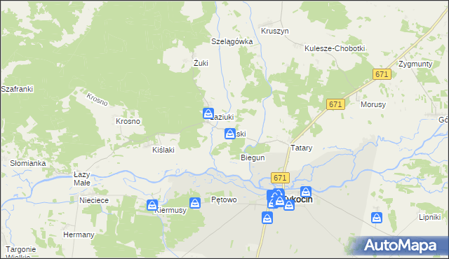 mapa Piaski gmina Tykocin, Piaski gmina Tykocin na mapie Targeo