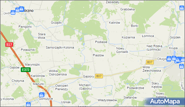 mapa Piastów gmina Żelechów, Piastów gmina Żelechów na mapie Targeo