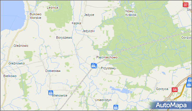 mapa Pięćmiechowo, Pięćmiechowo na mapie Targeo