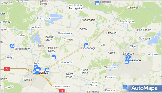 mapa Pieczonogi gmina Oleśnica, Pieczonogi gmina Oleśnica na mapie Targeo