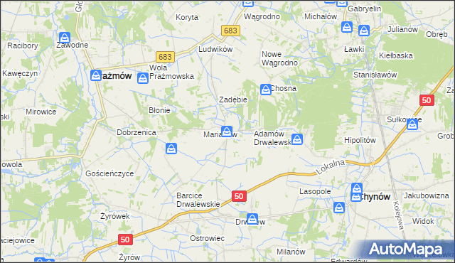 mapa Pieczyska gmina Chynów, Pieczyska gmina Chynów na mapie Targeo
