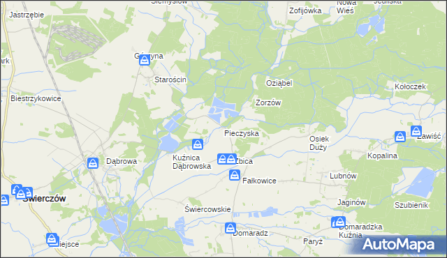 mapa Pieczyska gmina Świerczów, Pieczyska gmina Świerczów na mapie Targeo
