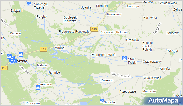 mapa Piegonisko-Wieś, Piegonisko-Wieś na mapie Targeo