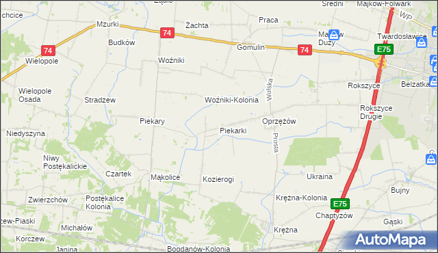 mapa Piekarki, Piekarki na mapie Targeo