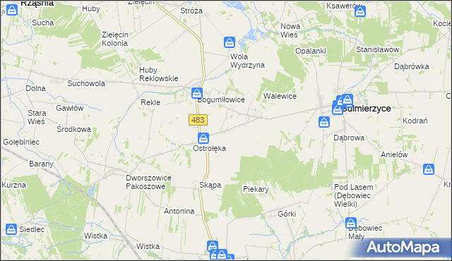 mapa Piekary gmina Sulmierzyce, Piekary gmina Sulmierzyce na mapie Targeo