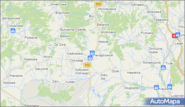 mapa Pieniążkowice, Pieniążkowice na mapie Targeo