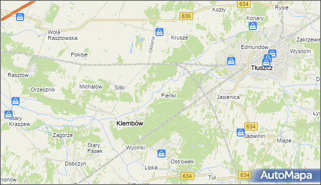 mapa Pieńki gmina Klembów, Pieńki gmina Klembów na mapie Targeo