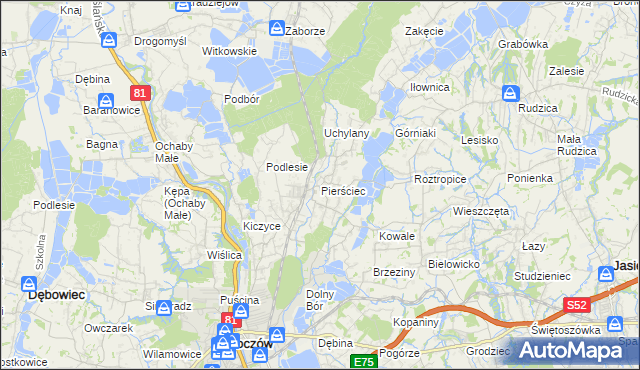 mapa Pierściec, Pierściec na mapie Targeo