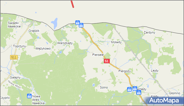 mapa Piersele, Piersele na mapie Targeo
