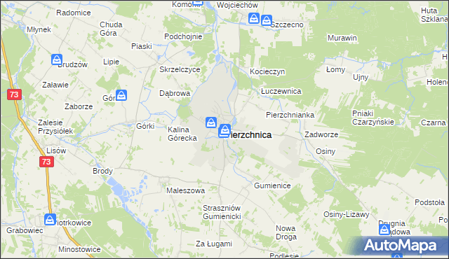 mapa Pierzchnica powiat kielecki, Pierzchnica powiat kielecki na mapie Targeo