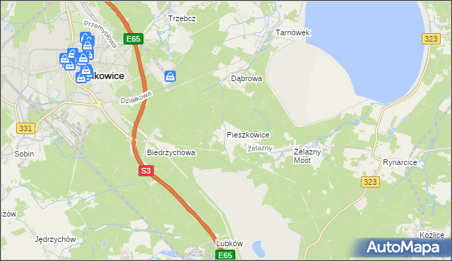 mapa Pieszkowice, Pieszkowice na mapie Targeo