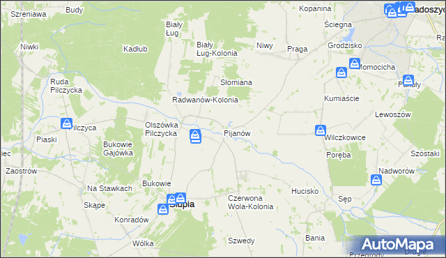 mapa Pijanów, Pijanów na mapie Targeo