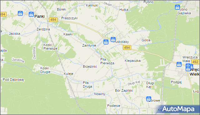 mapa Piła Pierwsza, Piła Pierwsza na mapie Targeo