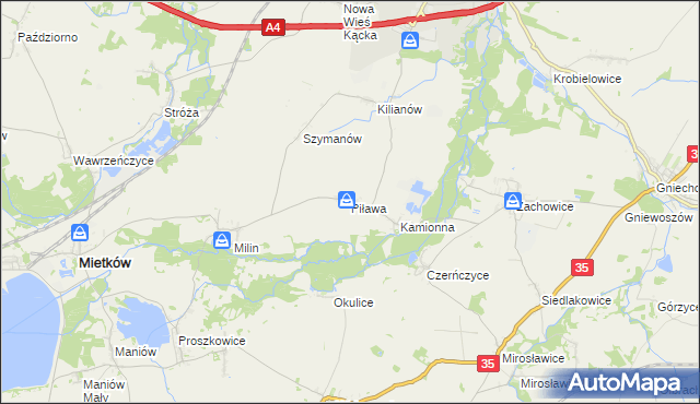 mapa Piława gmina Mietków, Piława gmina Mietków na mapie Targeo