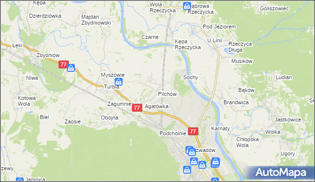 mapa Pilchów, Pilchów na mapie Targeo