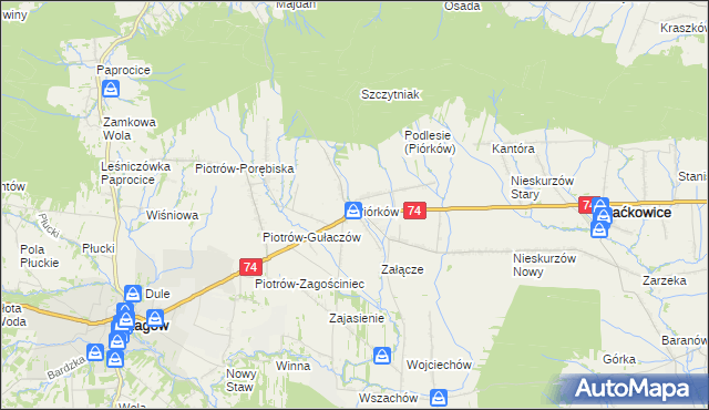 mapa Piórków, Piórków na mapie Targeo