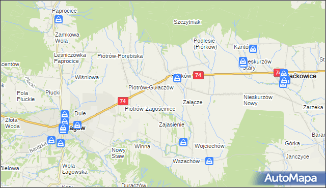 mapa Piórków-Kolonia, Piórków-Kolonia na mapie Targeo