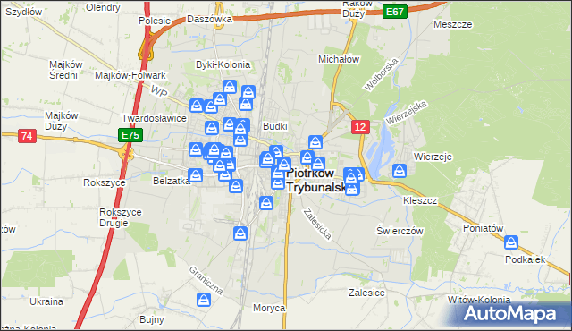 mapa Piotrków Trybunalski, Piotrków Trybunalski na mapie Targeo