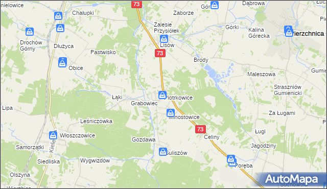 mapa Piotrkowice gmina Chmielnik, Piotrkowice gmina Chmielnik na mapie Targeo