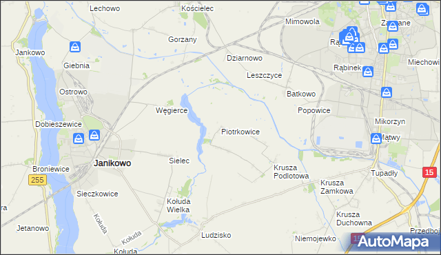 mapa Piotrkowice gmina Inowrocław, Piotrkowice gmina Inowrocław na mapie Targeo