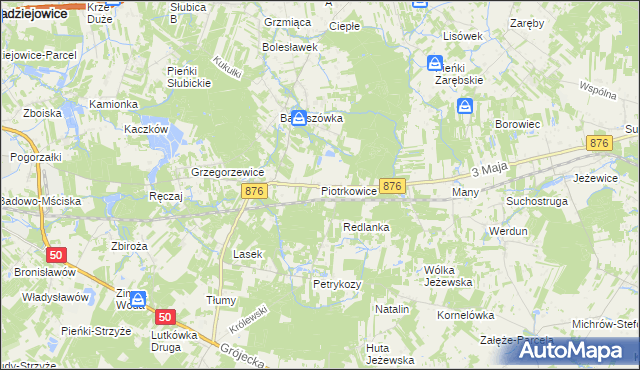 mapa Piotrkowice gmina Żabia Wola, Piotrkowice gmina Żabia Wola na mapie Targeo