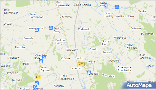 mapa Piotrów gmina Zadzim, Piotrów gmina Zadzim na mapie Targeo