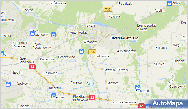 mapa Piotrowice gmina Jedlnia-Letnisko, Piotrowice gmina Jedlnia-Letnisko na mapie Targeo