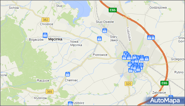 mapa Piotrowice gmina Męcinka, Piotrowice gmina Męcinka na mapie Targeo