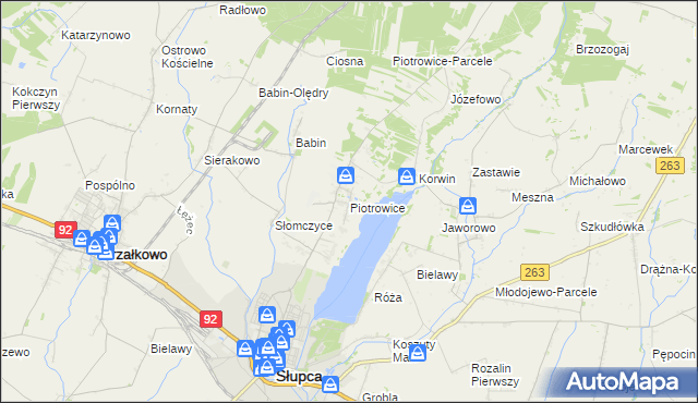 mapa Piotrowice gmina Słupca, Piotrowice gmina Słupca na mapie Targeo