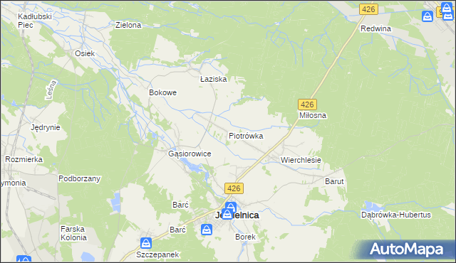 mapa Piotrówka gmina Jemielnica, Piotrówka gmina Jemielnica na mapie Targeo