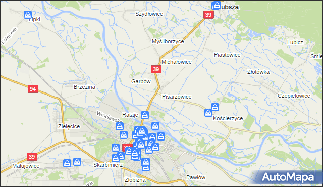 mapa Pisarzowice gmina Lubsza, Pisarzowice gmina Lubsza na mapie Targeo