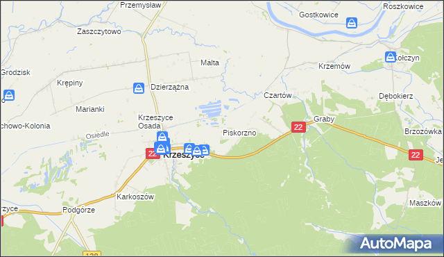 mapa Piskorzno, Piskorzno na mapie Targeo