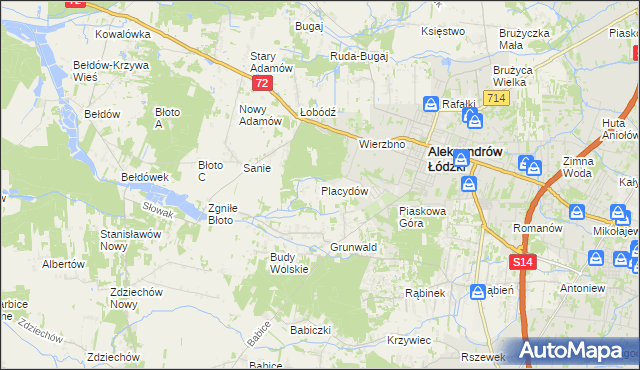 mapa Placydów, Placydów na mapie Targeo