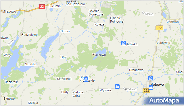 mapa Płaczewo gmina Starogard Gdański, Płaczewo gmina Starogard Gdański na mapie Targeo