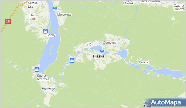 mapa Płaska, Płaska na mapie Targeo