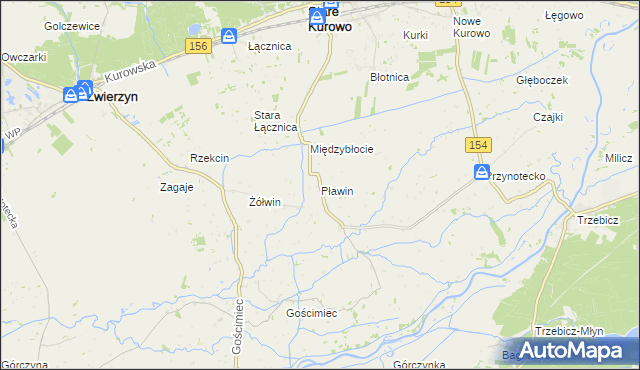 mapa Pławin gmina Stare Kurowo, Pławin gmina Stare Kurowo na mapie Targeo