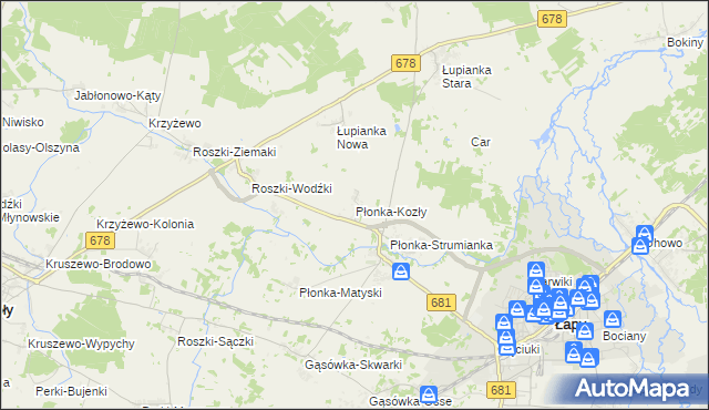 mapa Płonka-Kozły, Płonka-Kozły na mapie Targeo