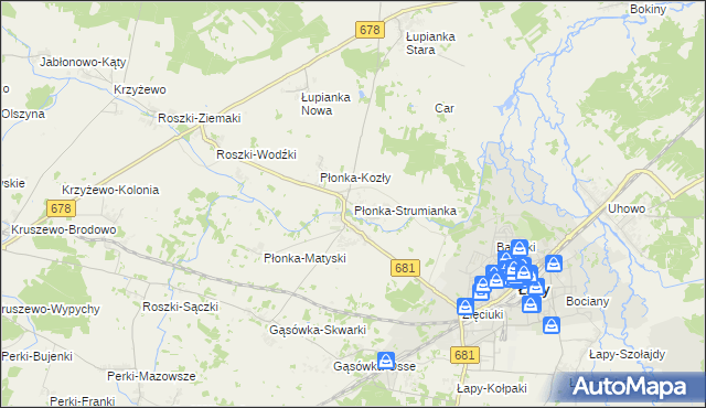 mapa Płonka-Strumianka, Płonka-Strumianka na mapie Targeo