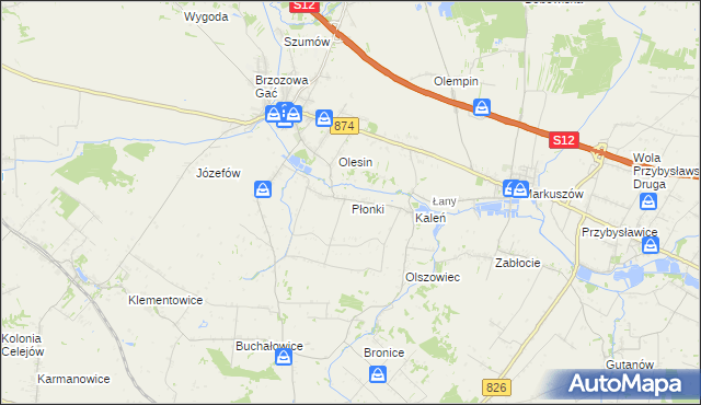 mapa Płonki, Płonki na mapie Targeo