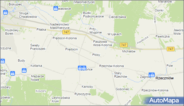 mapa Płósy, Płósy na mapie Targeo