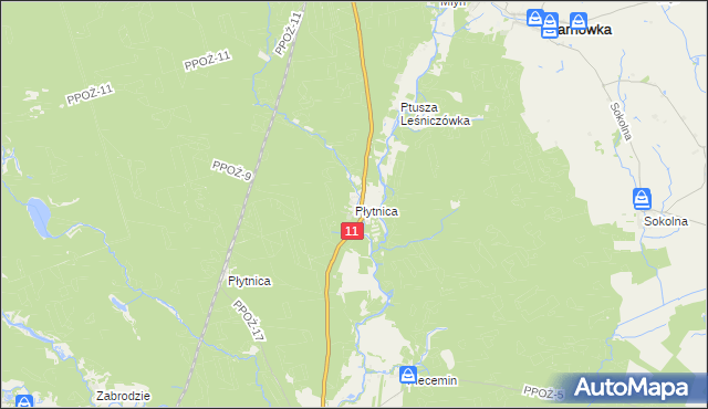 mapa Płytnica gmina Tarnówka, Płytnica gmina Tarnówka na mapie Targeo