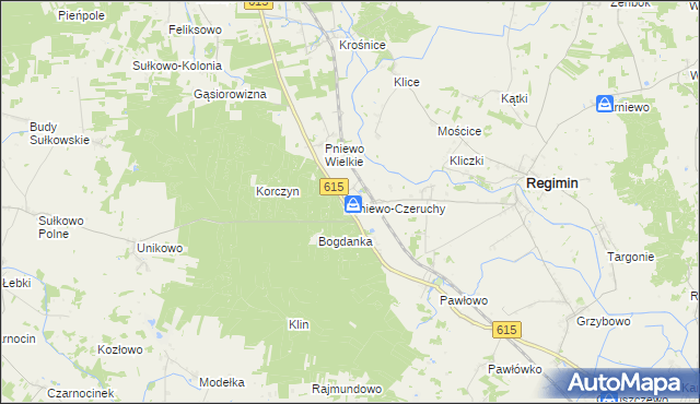 mapa Pniewo-Czeruchy, Pniewo-Czeruchy na mapie Targeo