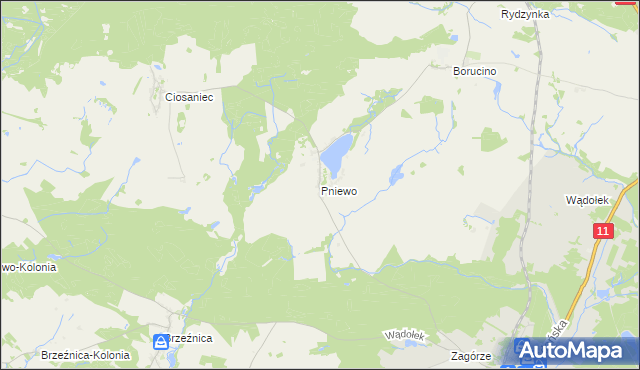 mapa Pniewo gmina Okonek, Pniewo gmina Okonek na mapie Targeo