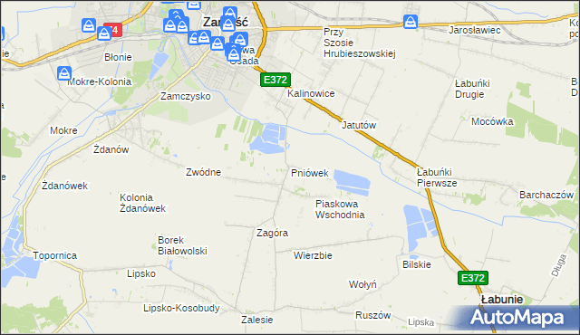 mapa Pniówek gmina Zamość, Pniówek gmina Zamość na mapie Targeo