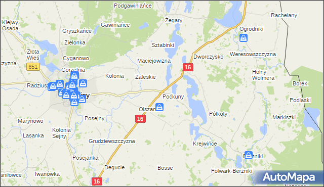 mapa Poćkuny, Poćkuny na mapie Targeo